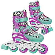 Roller Derby Sprinter Girl's 2-in-1 Adjustable Roller and Inline Skates Combo, Leopard, Small (12-2)