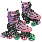Roller Derby Sprinter Girl's 2-in-1 Quad Roller and Inline Skates Combo, Butterfly (Size 3-6)