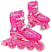 Roller Derby Sprinter Girl's 2-in-1 Quad Roller and Inline Skates Combo, Flamingo (Size 12-2)