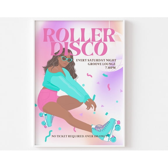 Roller Disco Print 1980s Nostalgia Retro Club Art