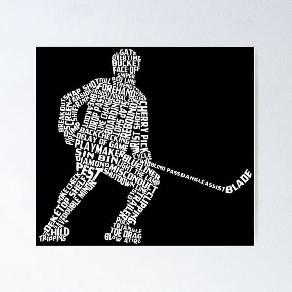 Roller Hockey Player Word Art, Inline Hockey Typography Poster Wall Art, Modern Wall Decor For Living Room Bedroom, 12x18 UNFRAMED