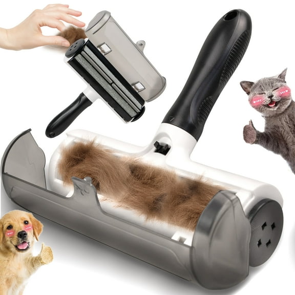 Roller Pet Hair Remover and Reusable Lint Roller - Cat and Dog Hair Remover for Furniture, Couch, Carpet, Clothing and Bedding - Portable, Multi-Surface Fur Removal Tool