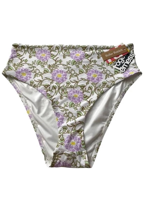 Daphne Floral Printed High Waisted Swim Bottom, Size Large