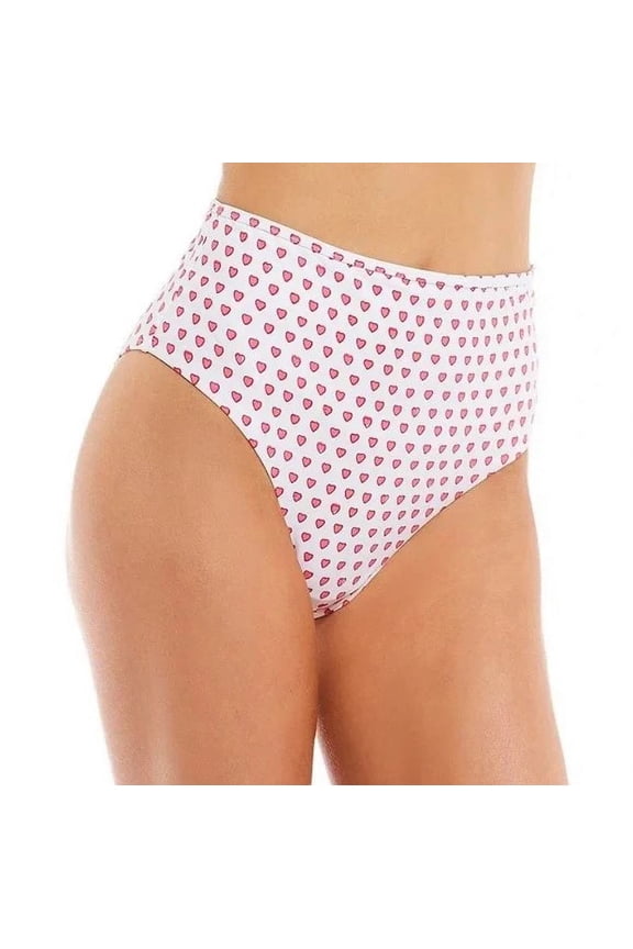 Hearts High Waisted Swim Bottom Size Large  White