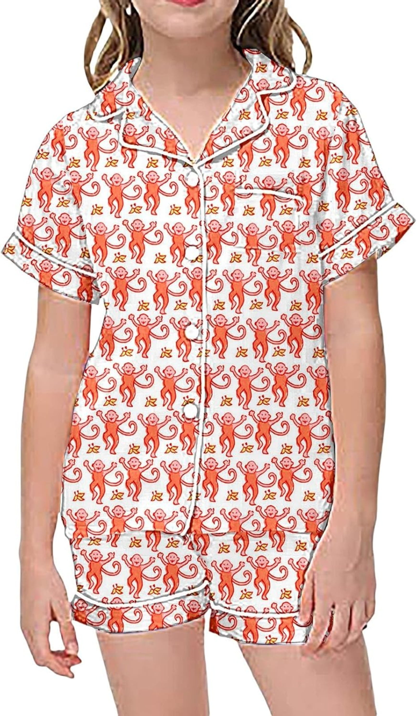 Roller Rabbit Pajamas Kids Monkey Pajamas Pjs Shorts Sets 2 Piece Cute Animals Nightwear Lounge Y2k Sleepwear Walmart