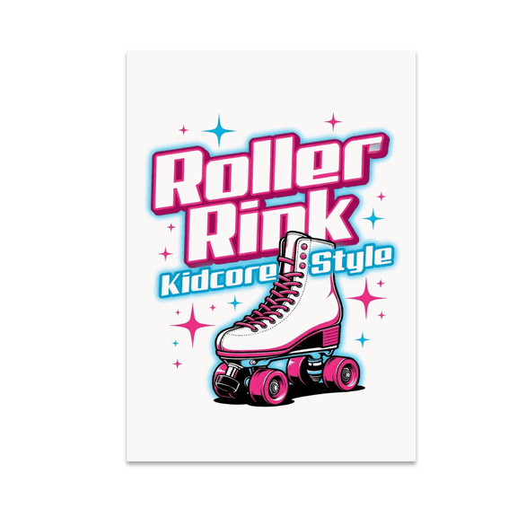 Roller Rink Kidcore Style Art - Roller Skating Enthusiast - 13x19 Poster Print