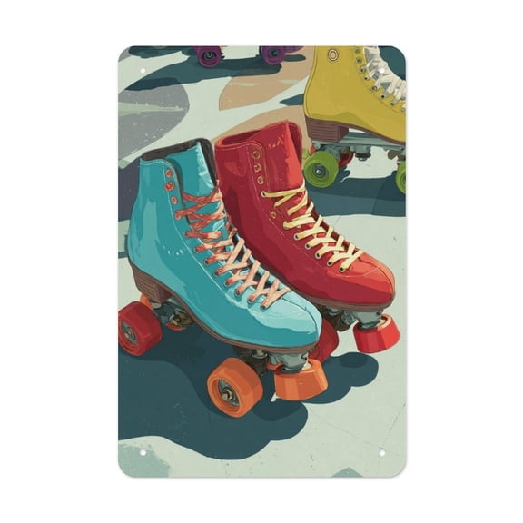 Roller Rink Vertical Tin Sign - Rust-Resistant Tinplate - Indoor & Outdoor