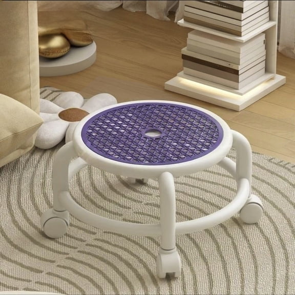 Roller Round Seat Low Stool, 360 Degree Rotating Rolling Pedicure Stool Heavy Duty Footrest Movable Mini Stool, High Weight Universal Pulley Wheel Stool for Garage Home