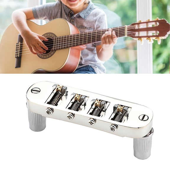 Roller Saddle Bass Bridge Metal Construction 4 String Guitar Bridge with Lightweight Sturdy Design for Bass Guitars