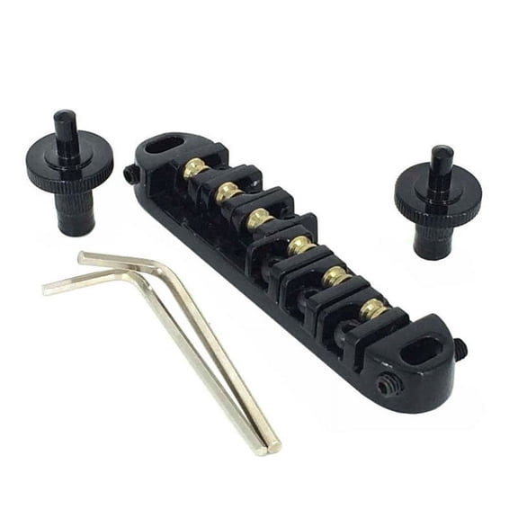 Roller Saddle Tune-O- Guitar Bridge for Electric Guitar Replacement (Black),1 * guitar bridge 2* studs 2 * Hex wrenches,black