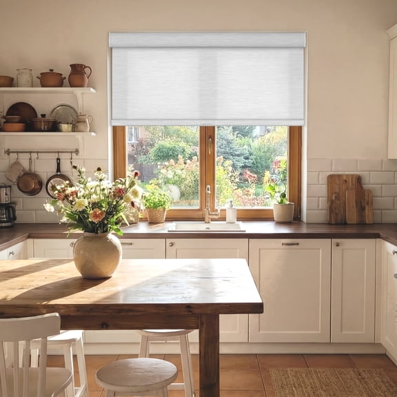 Roller Shades Room Darkening with Cassette Valance Cordless White