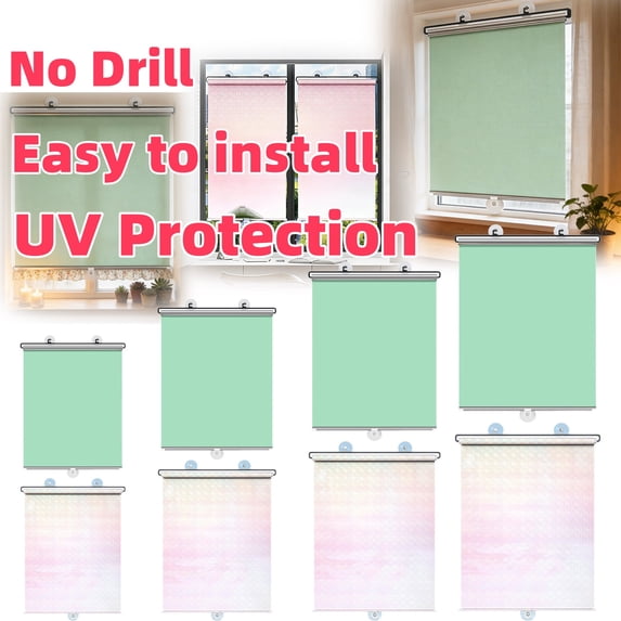 Roller Shades for Indoor Windows, 49.2" H Protection Roller Shade for Kitchen Bathroom Office Car Window, XL-19.6x49.2in, Green