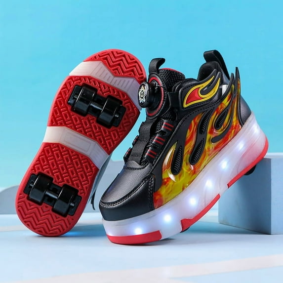 Roller Shoes with Wheels for Boys Girls Kids Skates Sneakers LED Light Up Rechargeable Sport Sneaker for Boys