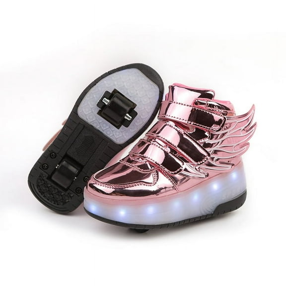 Roller Shoes with Wheels for Boys Girls Kids Skates Sneakers LED Light Up Rechargeable Sport Sneaker for Boys