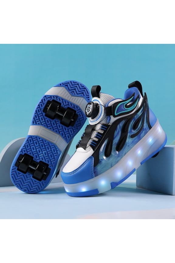 Roller Shoes with Wheels for Boys Girls Kids Skates Sneakers LED Light Up Rechargeable Sport Sneaker for Boys