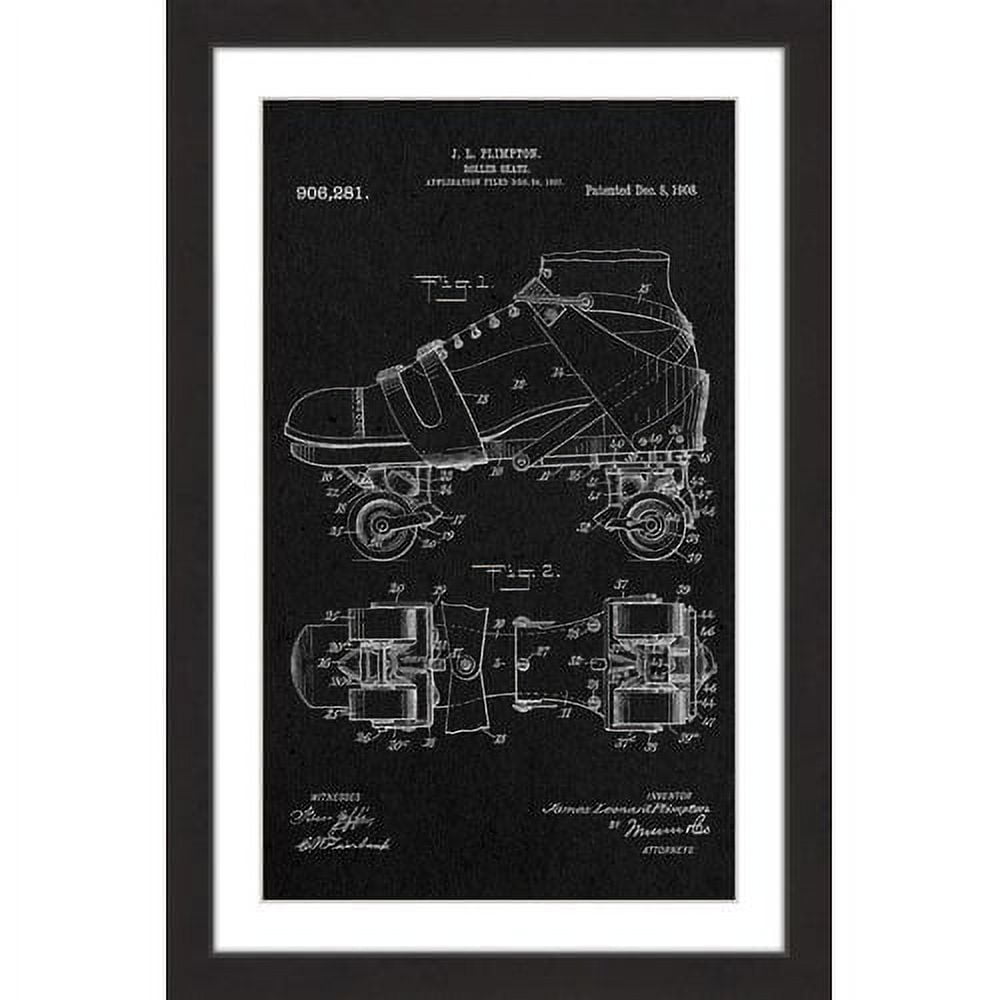 "Roller Skate 1908 Black Paper" Framed Painting Art Print