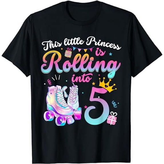 Roller Skate 5th Birthday Shirt 5 Year Old Girl Party Outfit T-Shirt