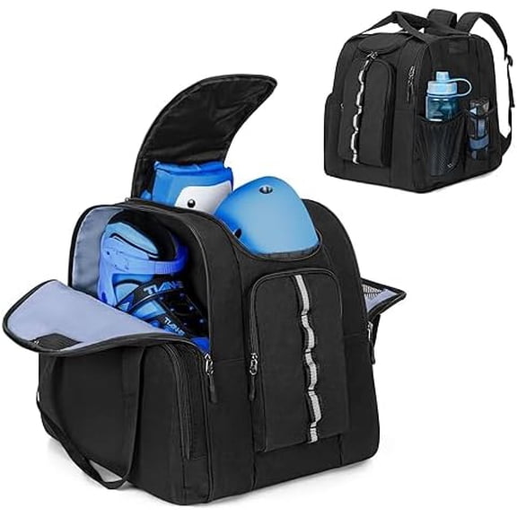 Roller Skate Bag for Men Women, Ice Skating Backpack for Skate Shoes Up to US Mens 13, with Multi-Pockets for , Figure, Quad, Speed, Hockey Skates, Black$$Sport & Recreation Other