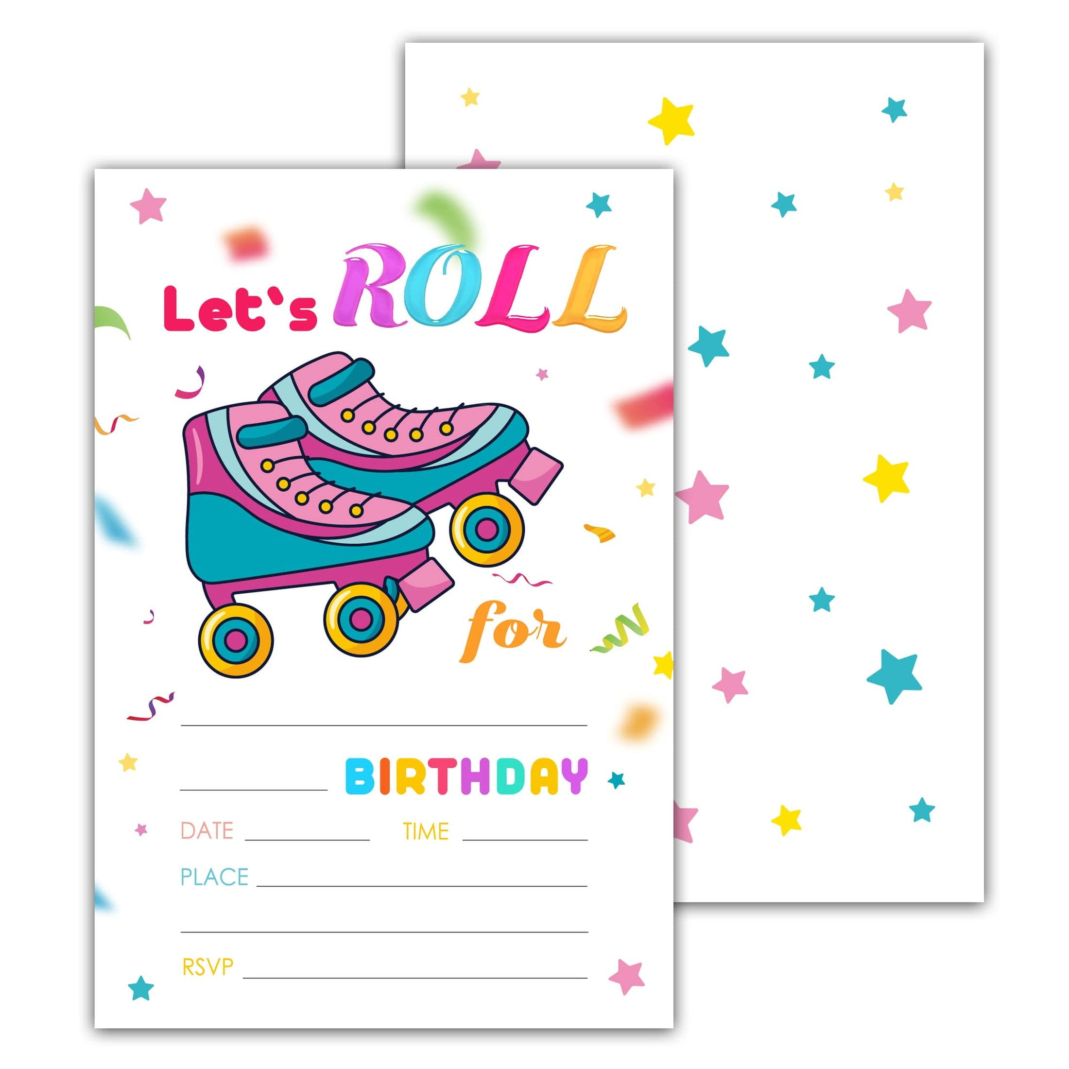 Roller Skate Birthday Bash Invitations - Fun and Colorful Party Invites ...