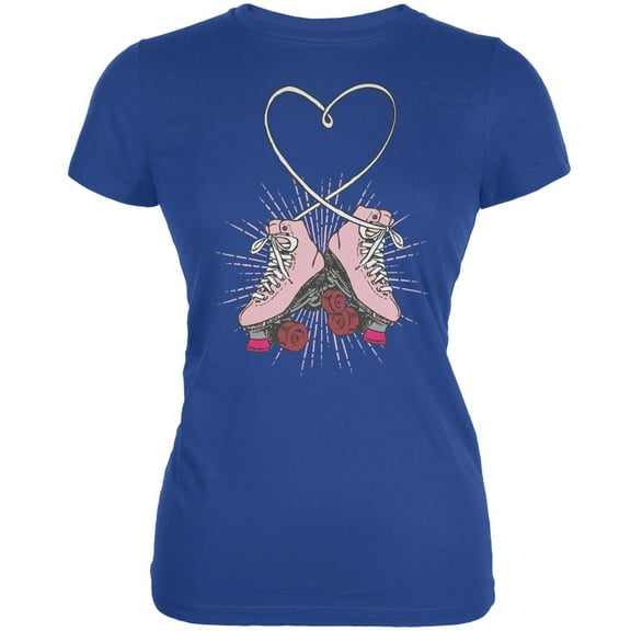Roller Skate Heart Royal Juniors Soft T-Shirt - Medium