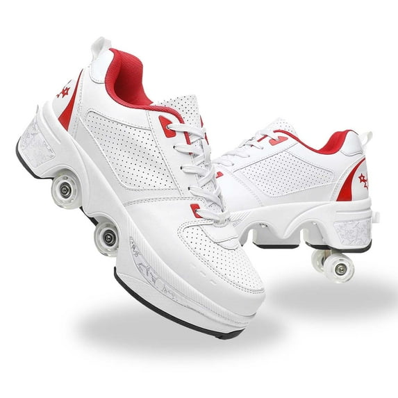 Roller Skate Shoes for Woman, Double-Row Deform Wheel Automatic Walking Shoes, Retractable Roller Skate, Shoes with Wheels, Skating Shoes for Outdoor Fun & Fitness