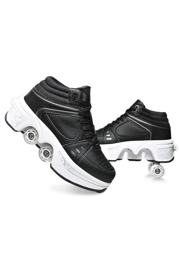 Roller Skate Shoes for Men, Double-Row Deform Wheel Automatic Walking Shoes, Retractable Roller Skate, Shoes with Wheels, Skating Shoes for Outdoor Fun & Fitness
