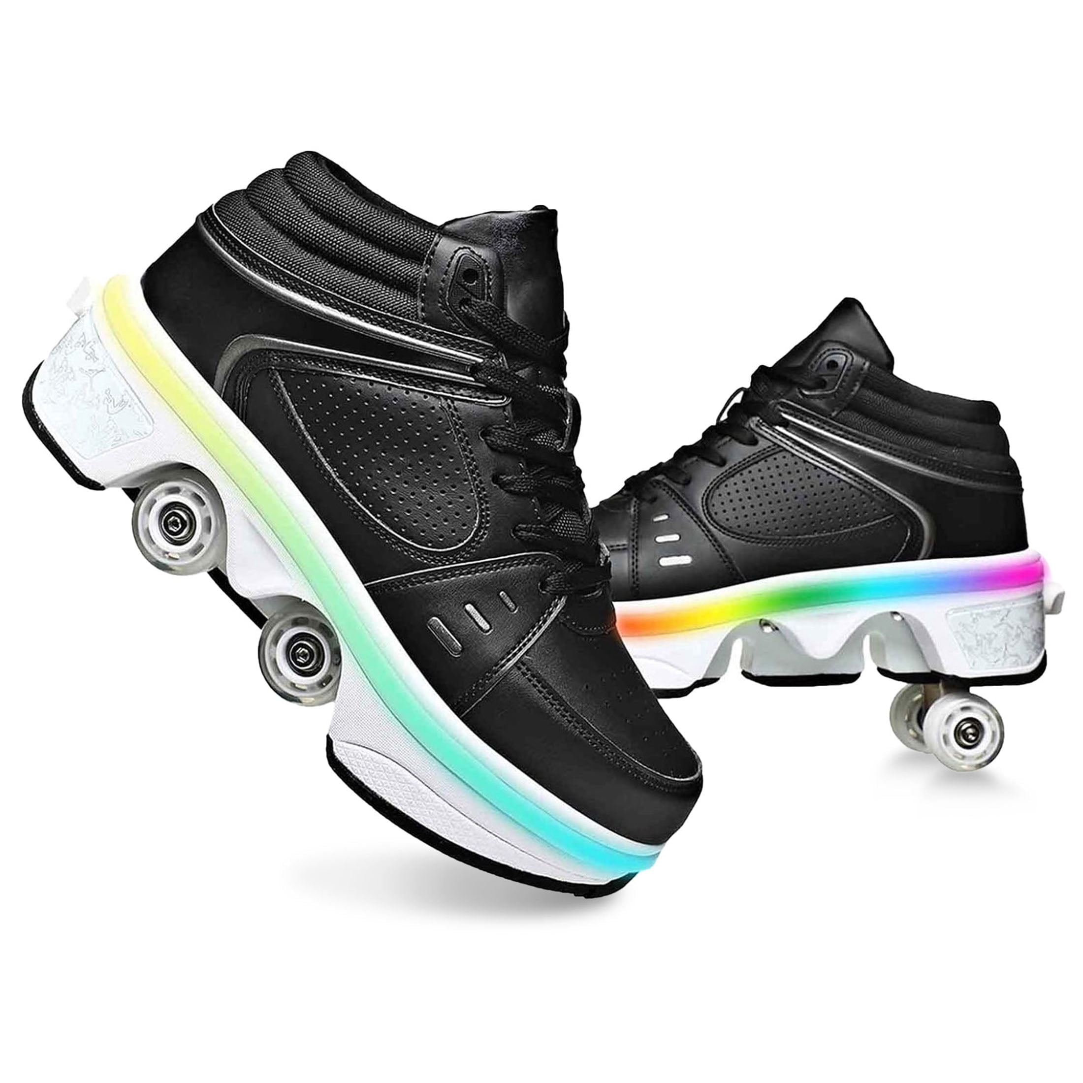 LED Roller Shoes For Kids - Rechargeable Light-Up Sneakers With Hidden Wheels (Size 6 M US Big Kid)