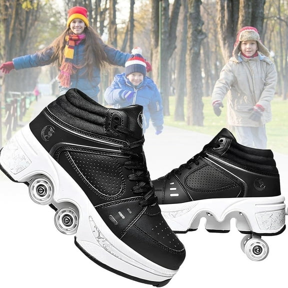 Roller Skate Shoes for Boys, Rollerskates and Sneakers 2-in-1 for Indoor Outdoor,Shoe with Retractable Wheels - Birthday Christmas
