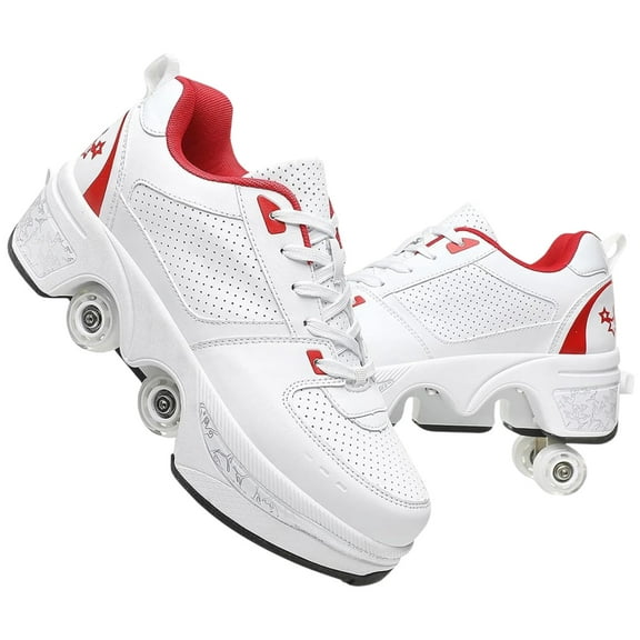 Roller Skate Shoes for men,Double-Row Deform Wheel Shoe Skate,Shoes with Wheel,2-in-1 Adult Parkour Roller Shoes Suitable for Outdoor Fun, Fitness