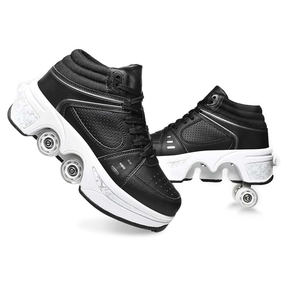 Roller Skate Shoes for men,Double-Row Deform Wheel Shoe Skate,Shoes with Wheel,2-in-1 Adult Parkour Roller Shoes Suitable for Outdoor Fun, Fitness