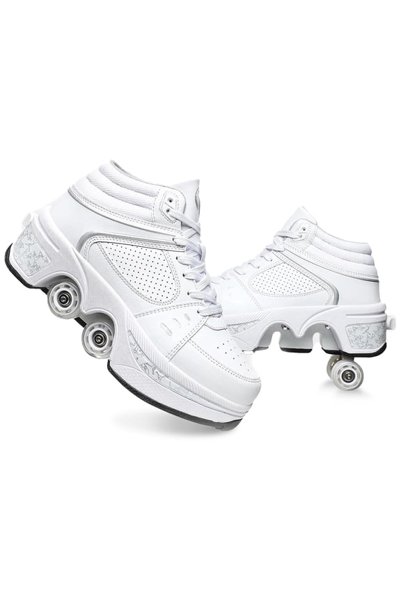 Roller Skate Shoes for men,Double-Row Deform Wheel Shoe Skate,Shoes with Wheel,2-in-1 Adult Parkour Roller Shoes Suitable for Outdoor Fun, Fitness