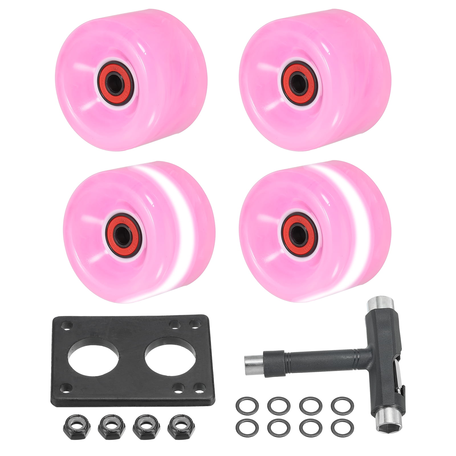 PATIKIL 65mm 78A Longboard Roues Doux, 4 Paquet Croiseur Roues Rue Roues pour Skateboards Skateboard Roue PU Givré, Noir