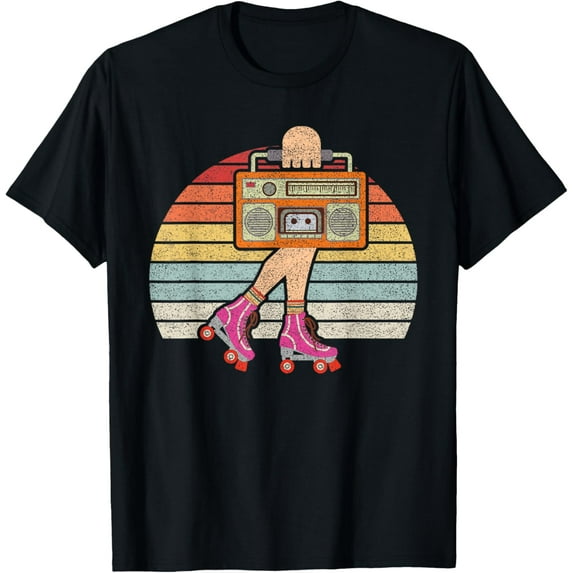 Roller Skater Retro Vintage Throwback Roller Skating Girl T-Shirt men and women can wear, black, white, gifts
