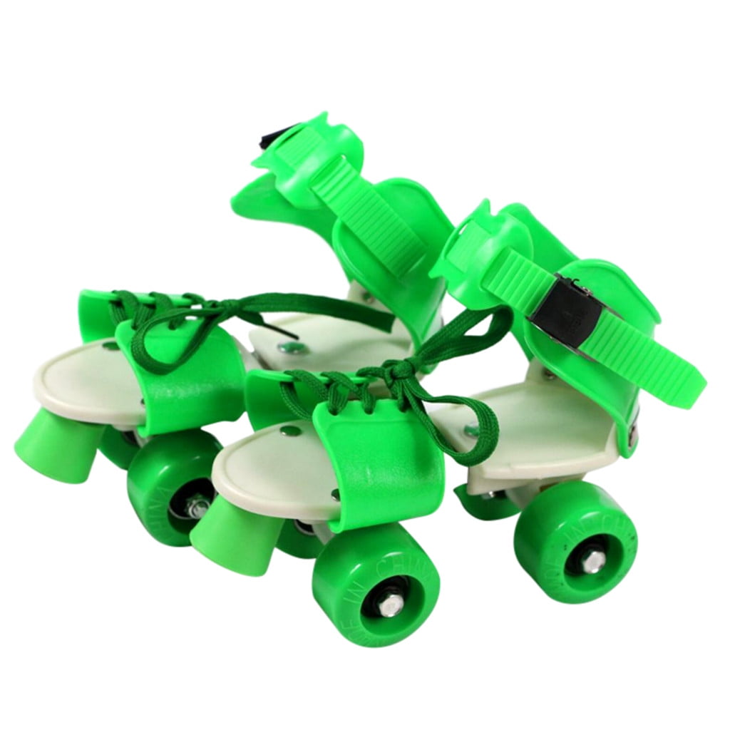Roller Skates, Adjustable 4 Wheel Skating Shoes for KidsBoys, Size 26-32 Youth Inline Skate with Brake Comfortable Wear-Resistant Wheels, Green
