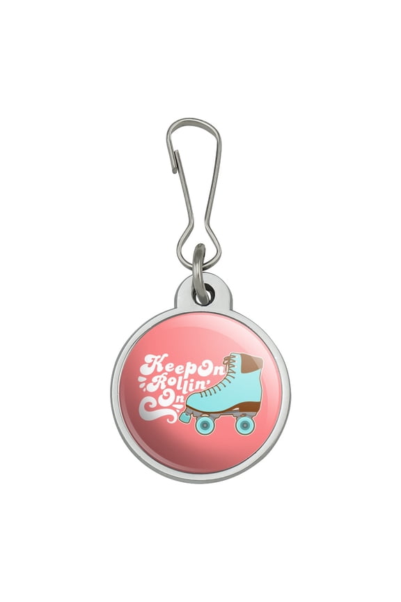 Roller Skates Derby Keep On Rolling Skating Jacket Handbag Purse Luggage Backpack Zipper Pull Charm