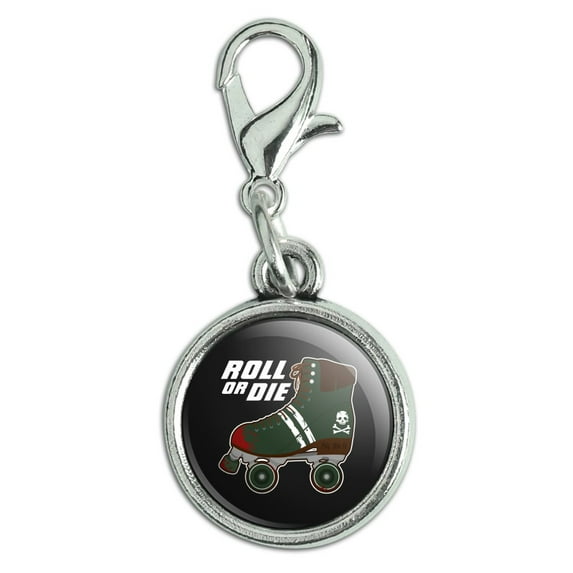 Roller Skates Derby Roll Or Die Combat Boots War Punk Antiqued Bracelet Pendant Zipper Pull Charm with Lobster Clasp
