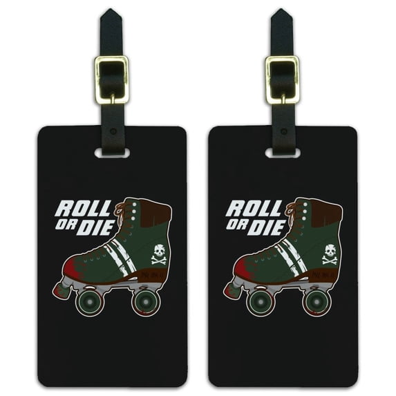 Roller Skates Derby Roll Or Die Combat Boots War Punk Luggage ID Tags Suitcase Carry-On Cards - Set of 2
