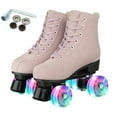 thumbnail image 1 of Roller Skates, High-Top Double Row Quad Lighting Skates for Adult, Women's 9 & Men's 7.8, Water Pink Fur, 1 of 8