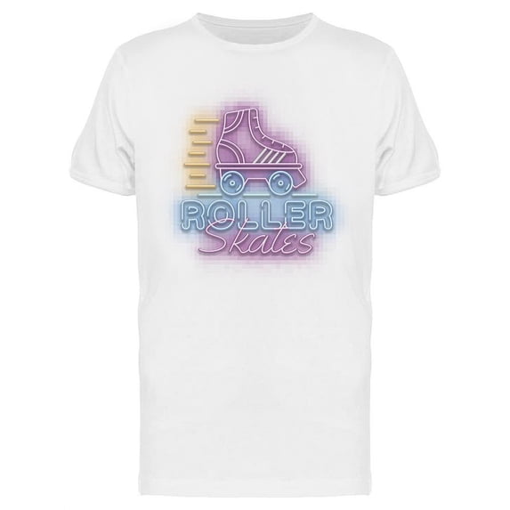 Roller Skates Neon Sign Graphic T-Shirt Men -Image by Shutterstock, Male Large