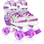 Roller Skates Rainbow for Gilrs Boys Kids 4 Sizes Adjustable Purple Size XS