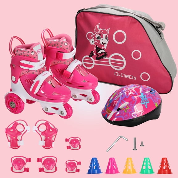 Roller Skates Suit for Kids w/ Light Up Flash Wheels Adjustable Size 5-8Age Indoor&Outdoor