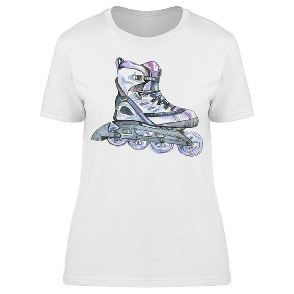 Roller Skates Watercolor T-Shirt Women -Image by Shutterstock, Female Large