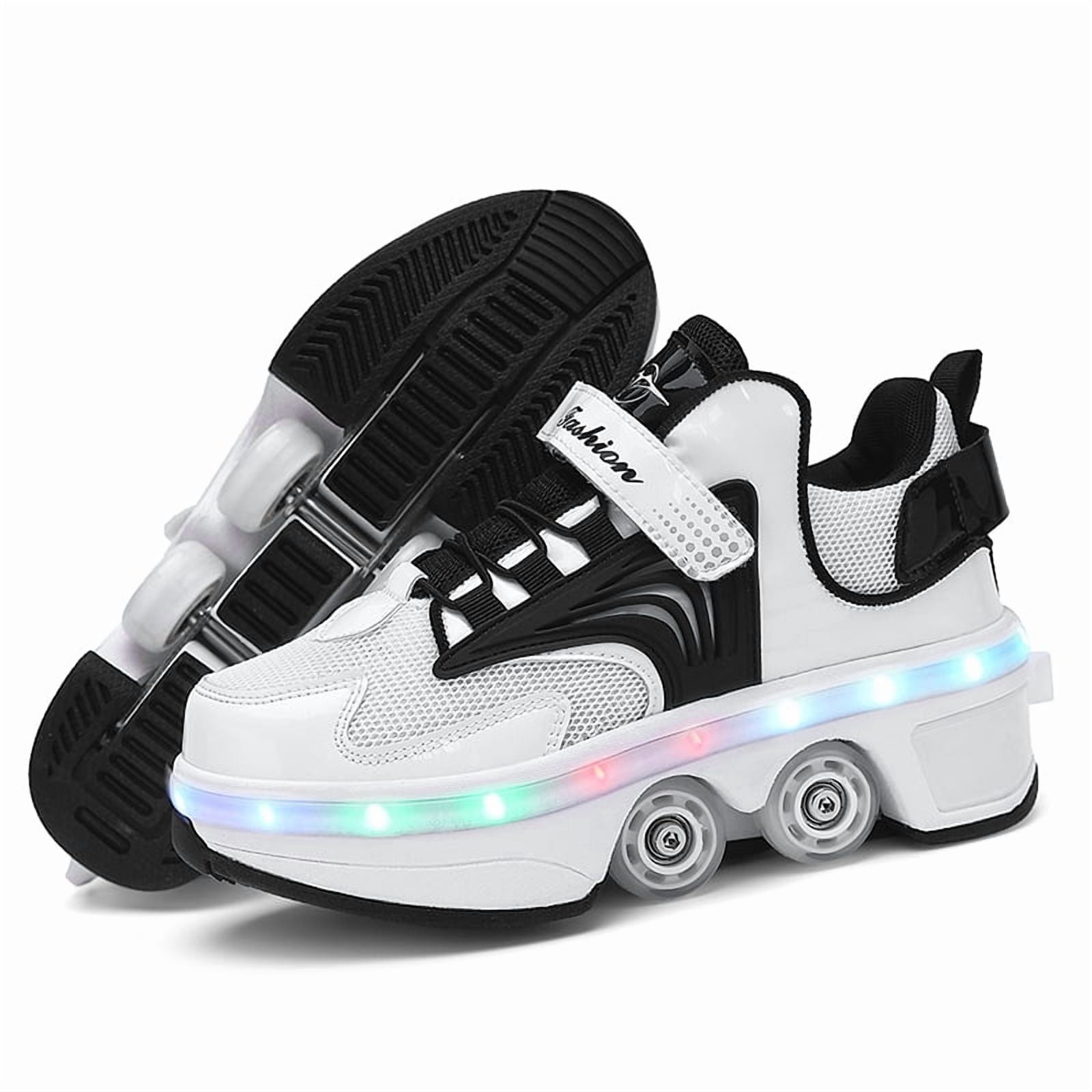 Roller Skates for Women Men, Shoes with Wheels for Girls, Kick Rollers Shoes Retractable for Boys, Adult Parkour Quad Roller Shoes, Inline Skates Children's Outdoor Skates