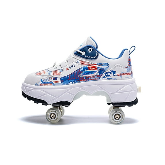 Roller Skates for Women Men, Shoes with Wheels for Girls, Kick Rollers Shoes Retractable for Boys, Adult Parkour Quad Roller Shoes, Inline Skates Children's Outdoor Skates