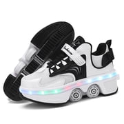 Roller Skates for Women Men, Shoes with Wheels for Girls, Kick Rollers Shoes Retractable for Boys, Adult Parkour Quad Roller Shoes, Inline Skates Childrens Outdoor Skates