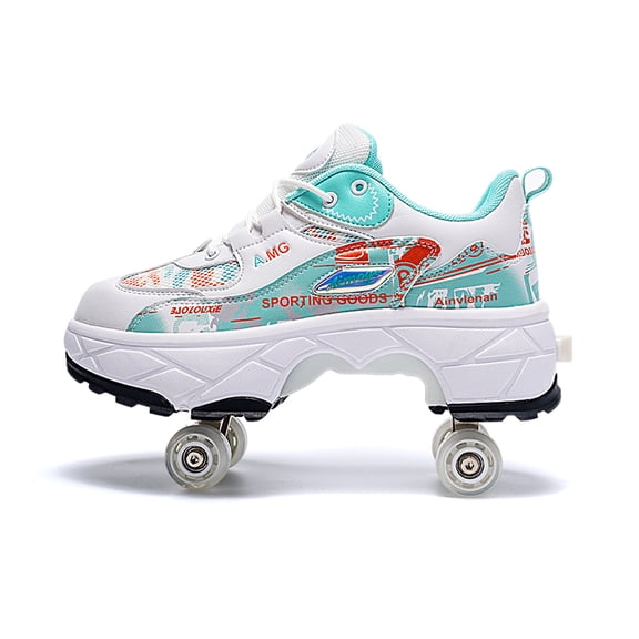 Roller Skates for Women Men, Shoes with Wheels for Girls, Kick Rollers Shoes Retractable for Boys, Adult Parkour Quad Roller Shoes, Inline Skates Children's Outdoor Skates