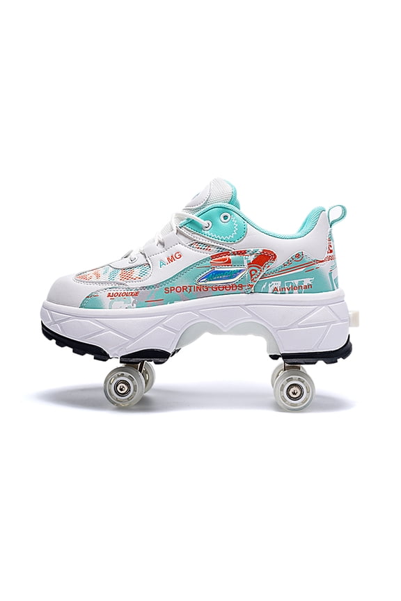 Roller Skates for Women Men, Shoes with Wheels for Girls, Kick Rollers Shoes Retractable for Boys, Adult Parkour Quad Roller Shoes, Inline Skates Children's Outdoor Skates