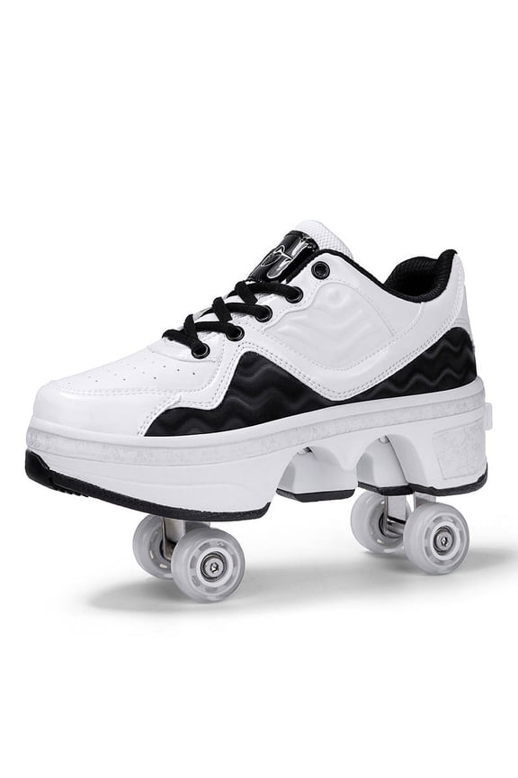 Roller Skates for Women Men, Shoes with Wheels for Girls, Kick Rollers Shoes Retractable for Boys, Adult Parkour Quad Roller Shoes, Inline Skates Children's Outdoor Skates