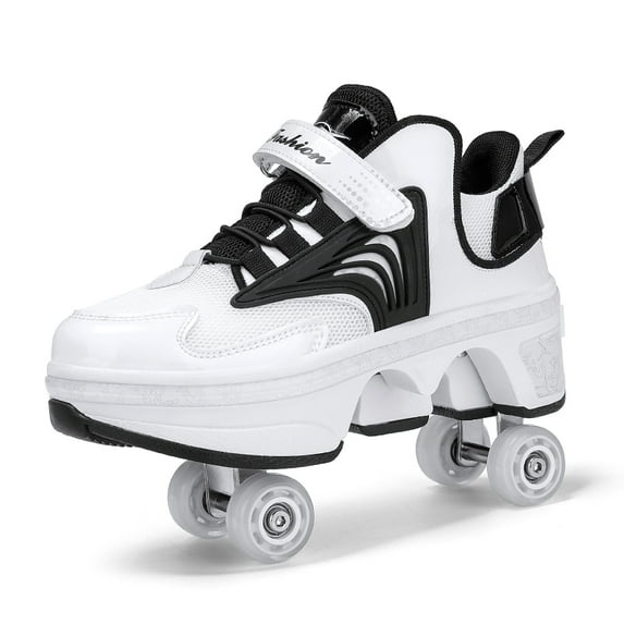 Roller Skates for Women Men, Shoes with Wheels for Girls, Kick Rollers Shoes Retractable for Boys, Adult Parkour Quad Roller Shoes, Inline Skates Children's Outdoor Skates