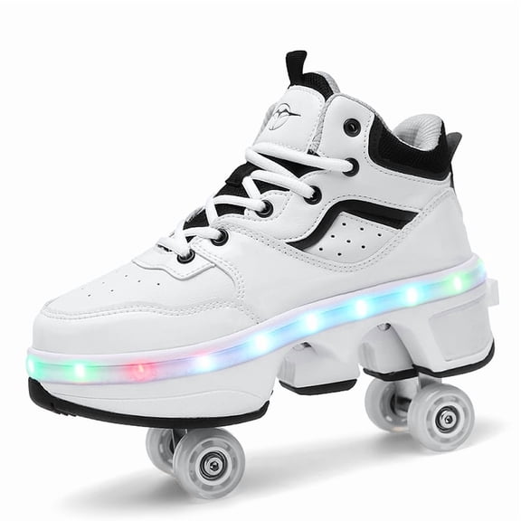 Roller Skates for Women Men, Shoes with Wheels for Girls, Kick Rollers Shoes Retractable for Boys, Adult Parkour Quad Roller Shoes, Inline Skates Children's Outdoor Skates